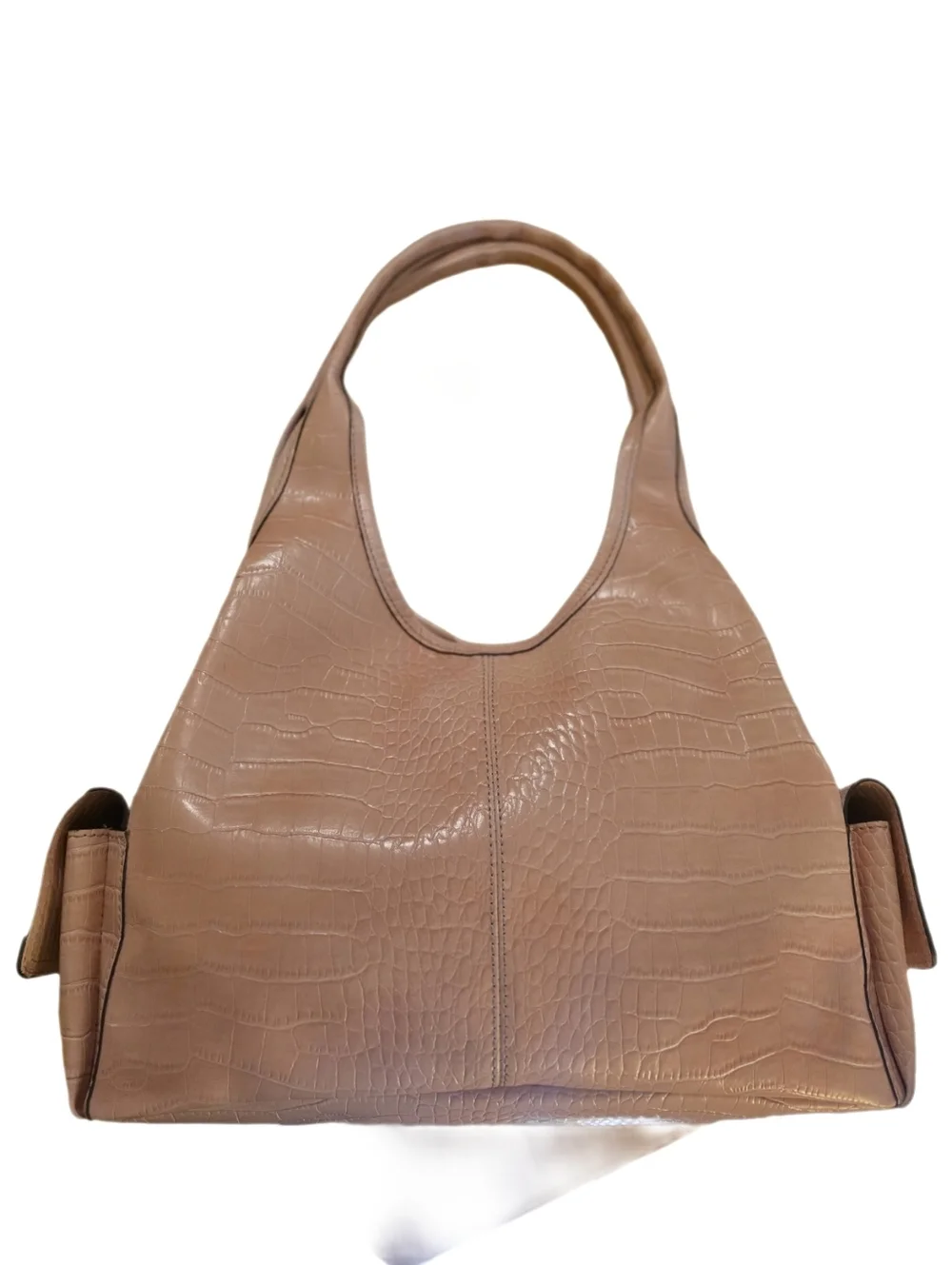 Vintage Villager Liz Claiborne Blush Pink Croc Embossed Shoulder Bag Tote